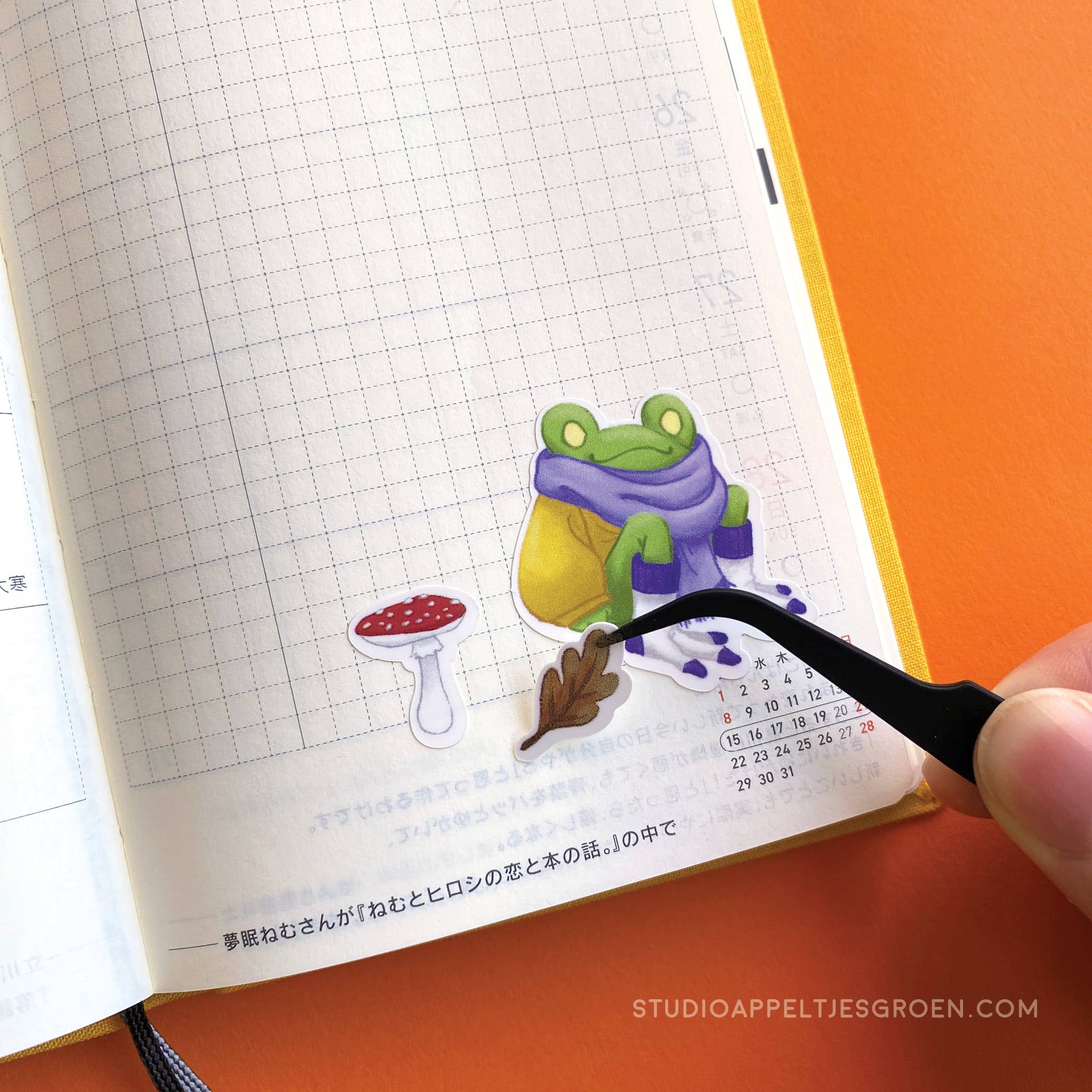 Studio Appeltjesgroen - Wholesale Sticker - Sticker sheet Mushroom and Frogs Fall and Autumn leaves1