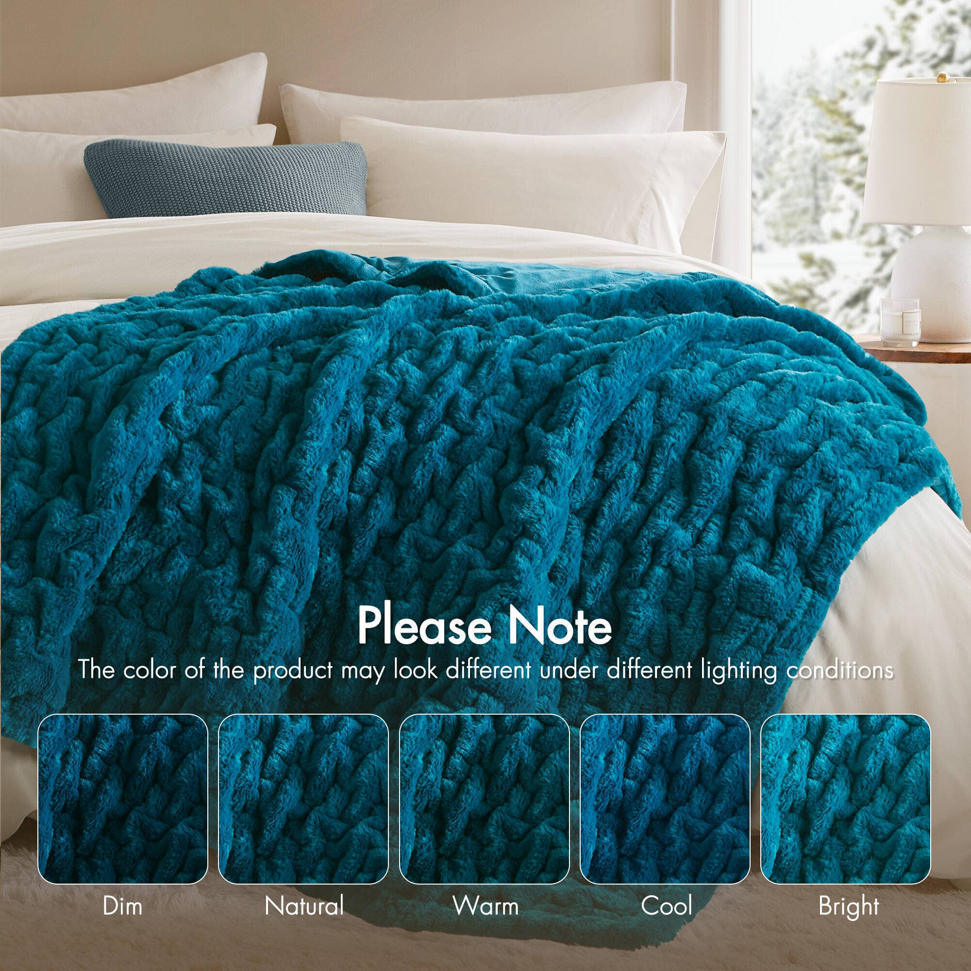 Olliix - Wholesale Throw Blanket - Soft Warm Ruched 50x60" Throw Blanket, Teal6
