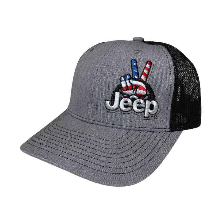 Hat - Jeep Wave USA Patch - Heather Grey/Black for wholesale by Detroit Shirt Co.