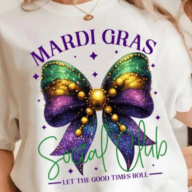 Mardi Gras Social Club tee for wholesale by The Muddy Magnolia Boutique