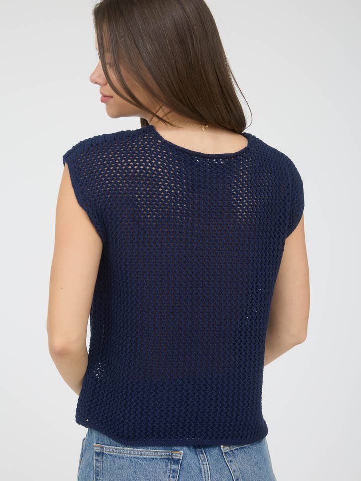 Blu Pepper - Wholesale Knit Sweater - Women's - AMERICAN FLAG CROCHET KNIT SWEATER TOP13