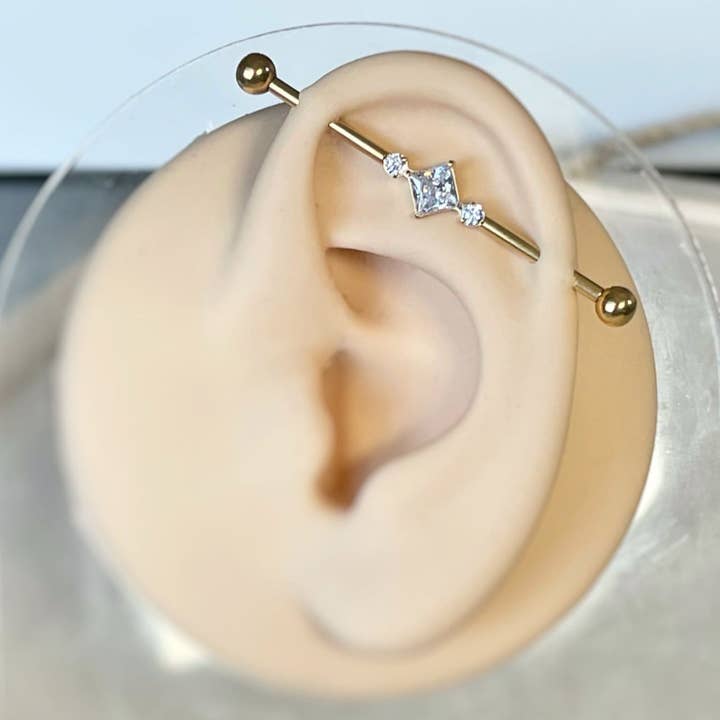Elara Body Jewelry - Wholesale Single Earring - Titanium Internally Threaded Industrial Piercing (14G | 38mm | Titanium | Gold, Silver or Black)