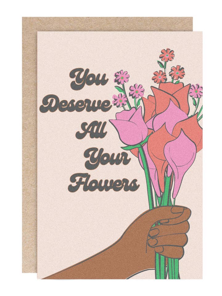 Mors Dags Kort - Blomster, Sympati/Opmuntringskort - Bare Fordi Kort - Blank Indeni, Kunstner Designet af Kindred Paper for engroshandel hos Kindred Paper Co.