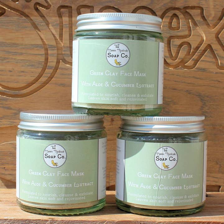 Natural Clay Face Mask Green Clay, Aloe & Cucumber 80g for wholesale by The Sussex Handmade Soap Company