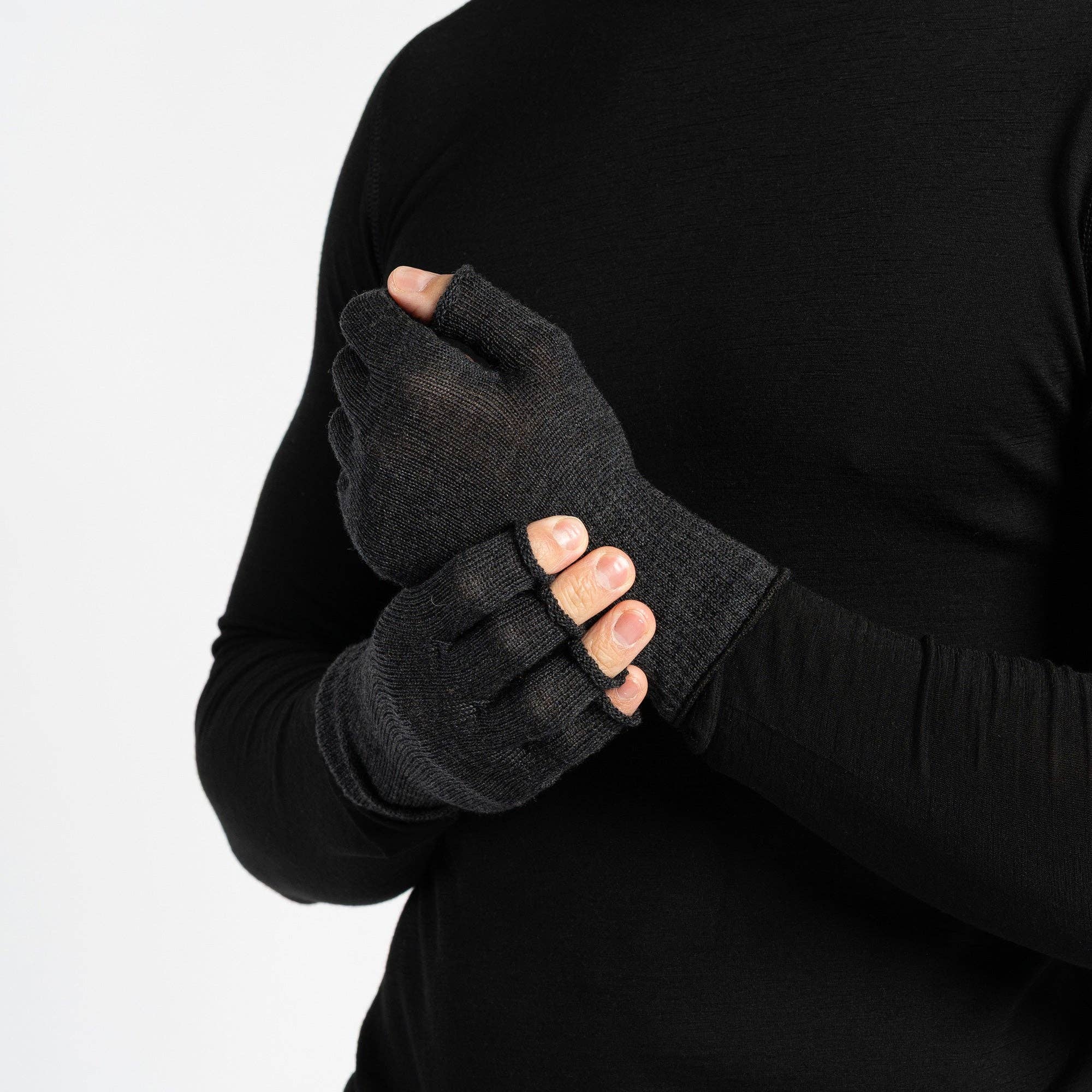 menique - Wholesale Gloves - Men's - Merino Thermal Fingerless Liner Gloves Mens2