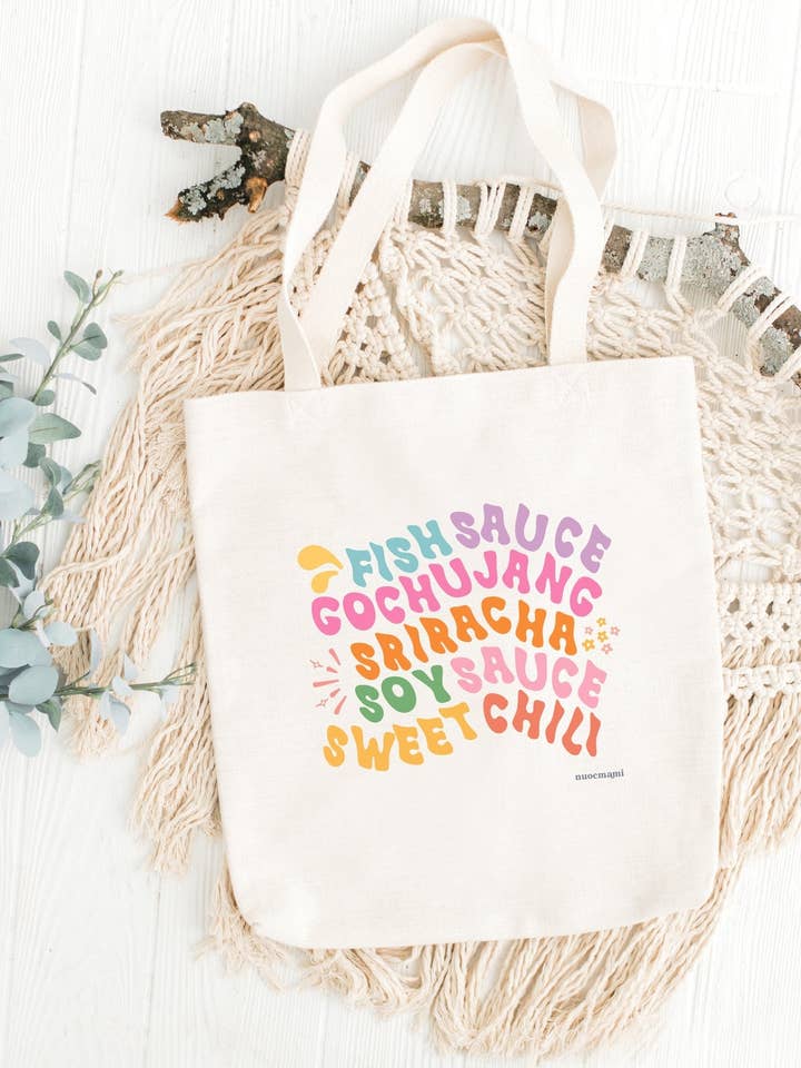 Asian Condiments Canvas Tote Bag for wholesale by Nuoc Mami