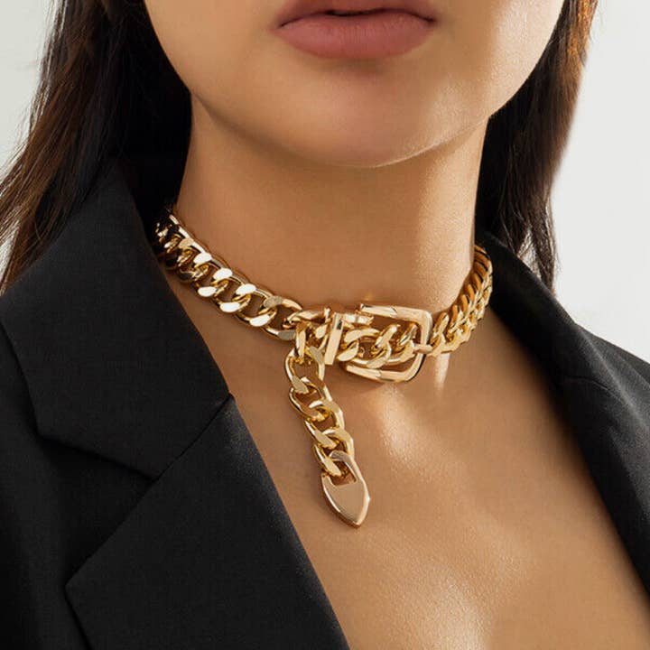 HoopLa - Wholesale Choker/Collar - Ann- Buckle Necklace- Boucle de Sellier Collar2