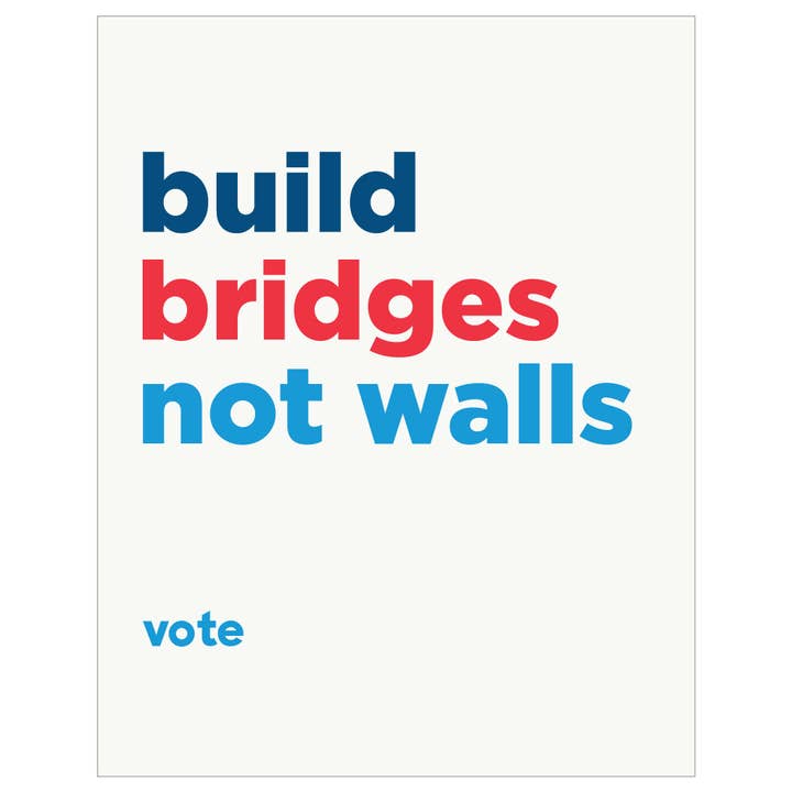 5" x 7" Build Bridges Not Walls Greeting Card for wholesale by Fridgedoor