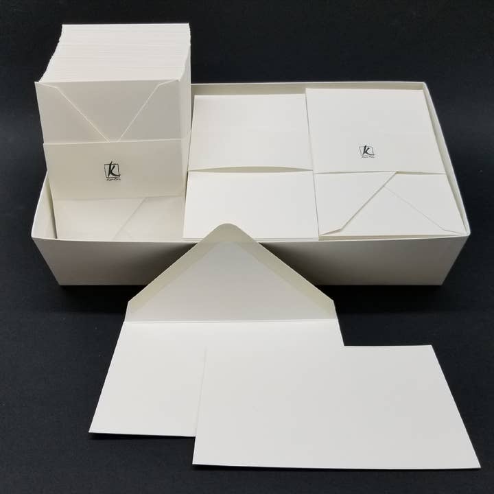 San Lorenzo Design - Wholesale Stationery/Notecard Set - Kartos Amalfi Medium Sharp Cards, White or Ivory, Stationery
