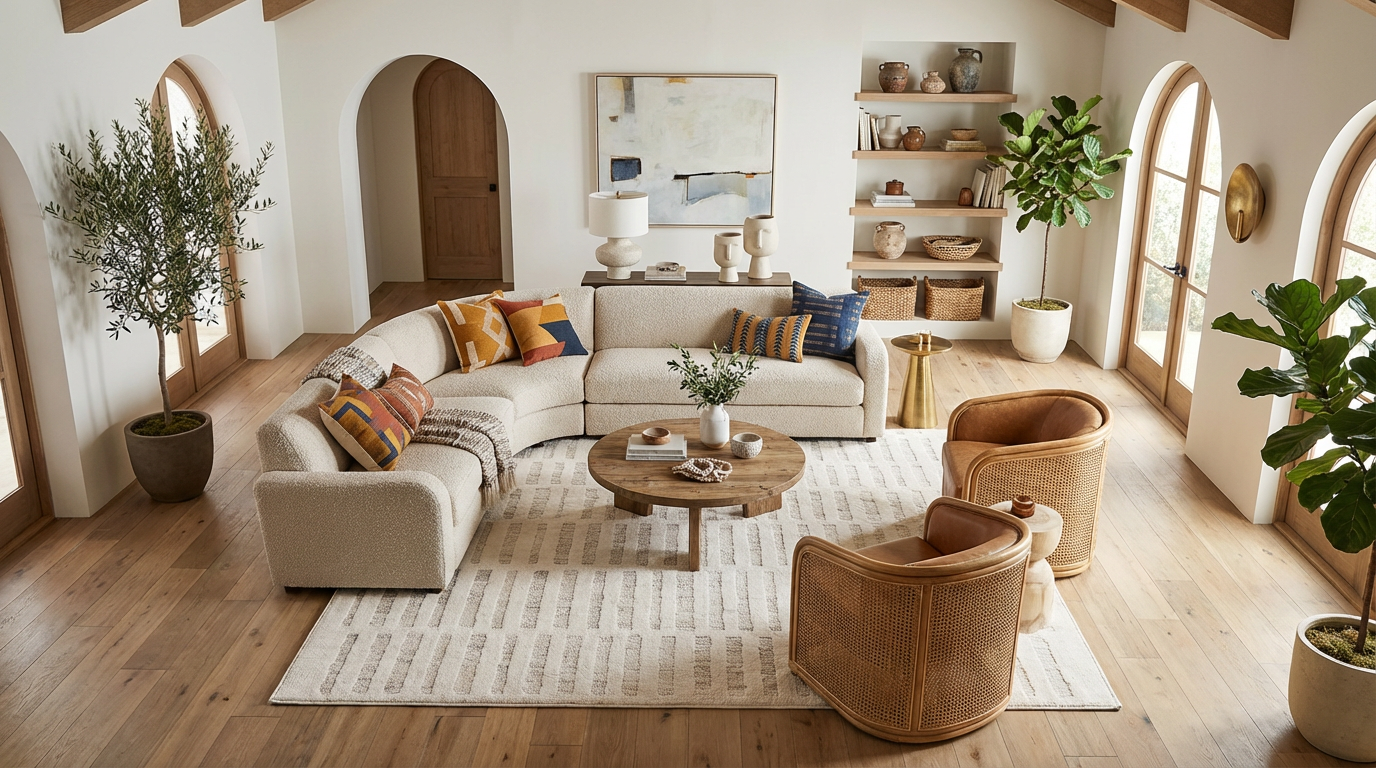 Boho Abstract Beige Cream Indoor Area Rug for wholesale on Faire3