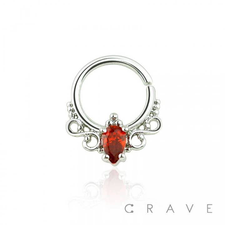 ROYAL RUBY RED PRONG-SET CZ SEPTUM RING for wholesale on Faire1