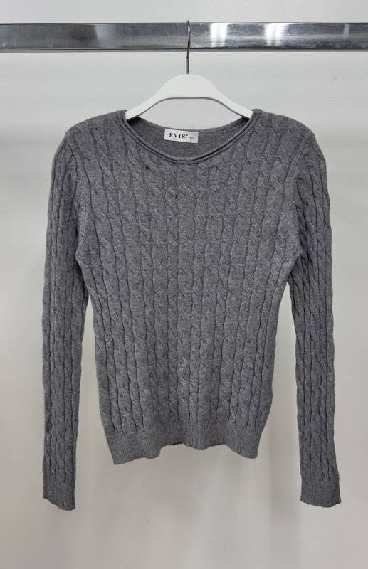 VENTI6 - Wholesale Knit Top - Women's - LONG SLEEVE CABLE KNIT TOP (J151)12