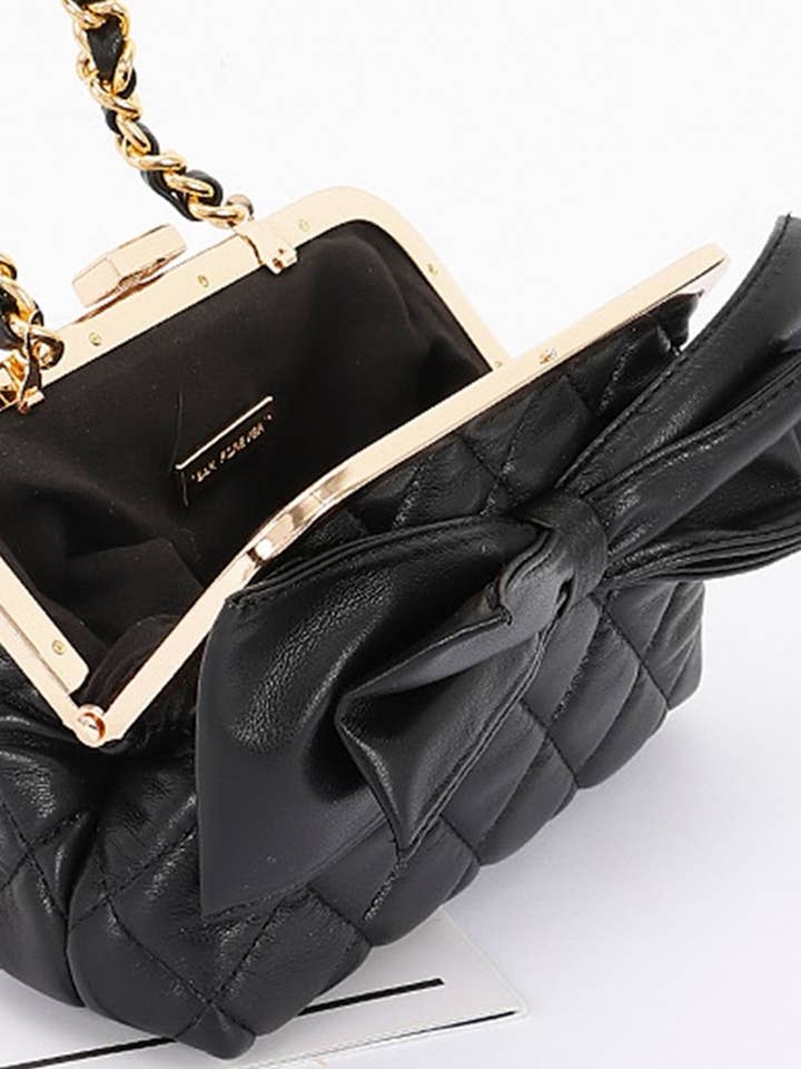 BORSA A TRACOLLA IN NASTRO CON TELAIO IN METALLO E PELLE SINTETICA per la vendita all'ingrosso da parte di Pink Irene Wholesale