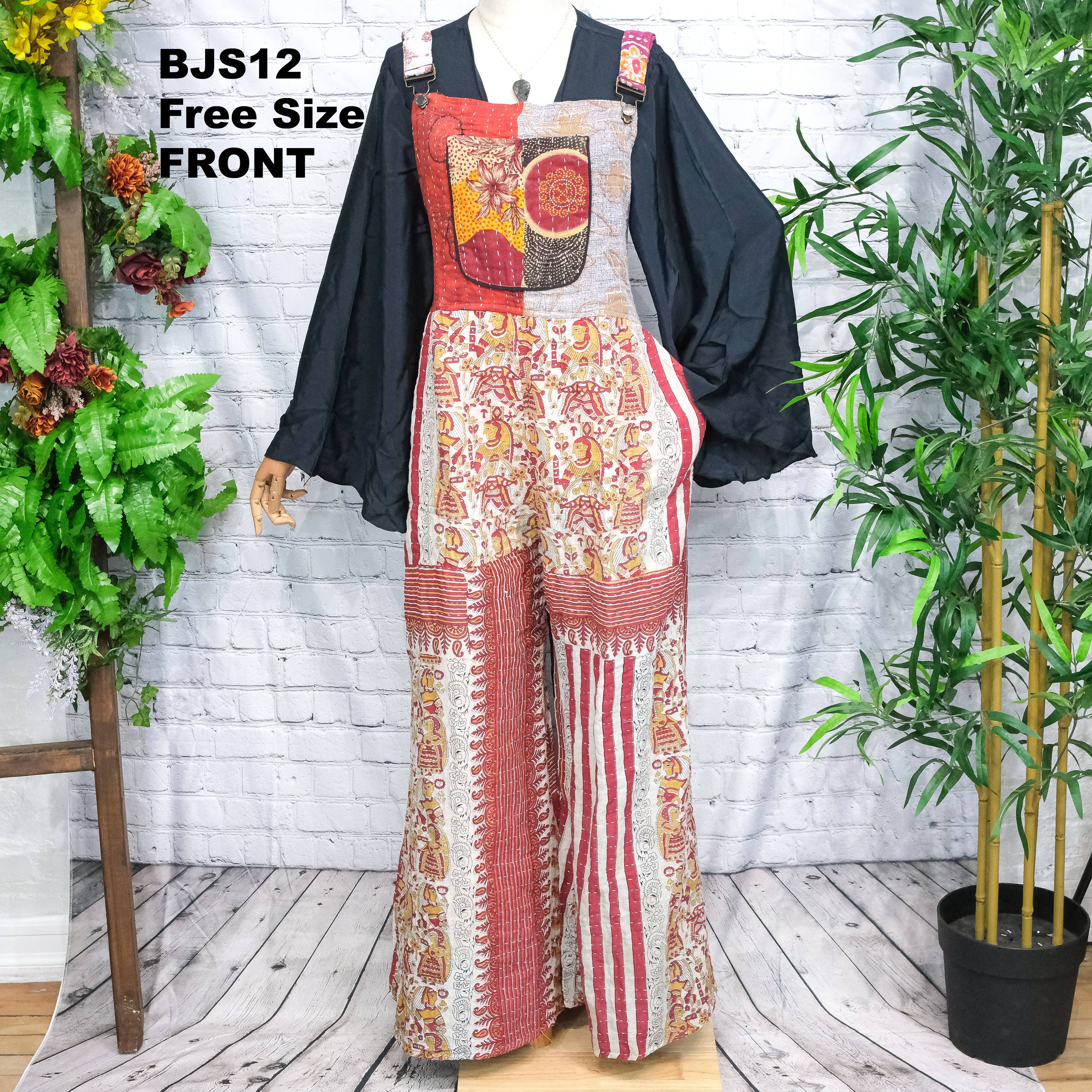 Karma Nepal Crafts - Wholesale Jumpsuit - Women's - Kantha Boho Bell Bottom Jumpsuit12