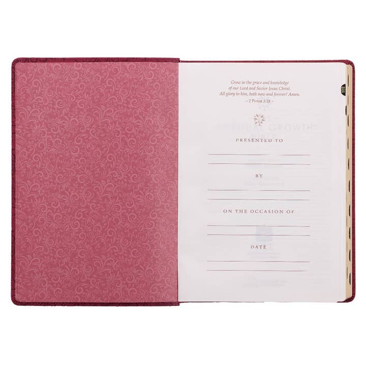 Christian Art Gifts - Wholesale Book - Adult - NLT, The Spiritual Growth Bible Faux Leather, Berry