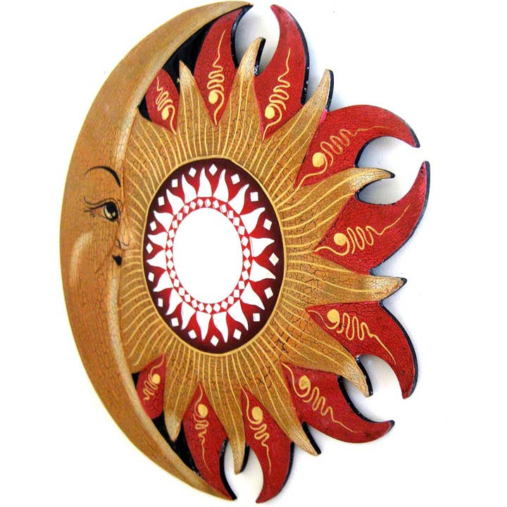 OMA - Eclectic Home - Wholesale Wall Mirror - Celestial Moon Wall Decor Mirror Mosaic Glass Mix Colors 16"