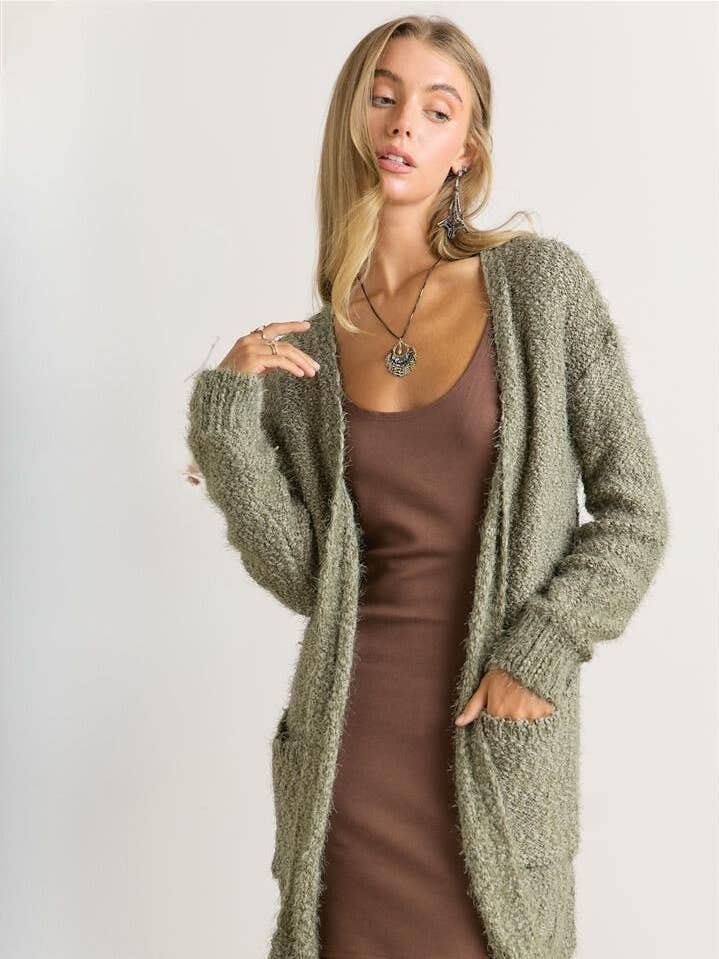 CESW2519NE - COMFY FUZZY SWEATER CARDIGAN for wholesale by ADORA LA
