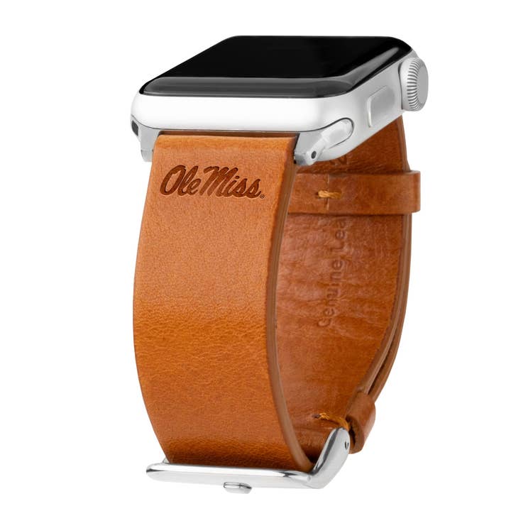 Mississippi Ole Miss Rebels Premium Leather Apple Watch Band for wholesale by Affinity Bands