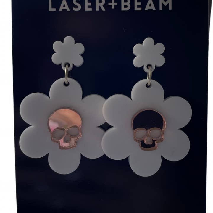 Dangles - White/Rose Gold Skull for wholesale by laserandbeam