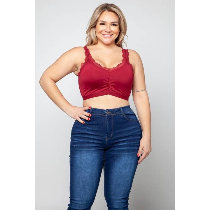 PLUS SIZE LACE TRIM BRA TOP for wholesale by Curve Market