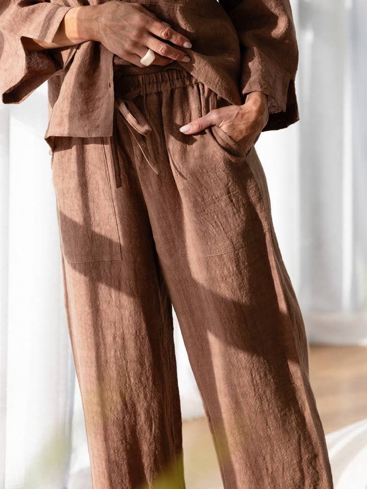 Fundamental Wide Leg Linen Pant - Clay for wholesale on Faire2