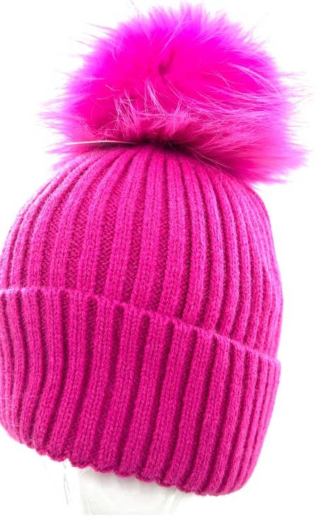 LOOWIE - Vendita all'ingrosso Berretto - Donna - MA003 Berretto in maglia verde vivace con soffice pompon6