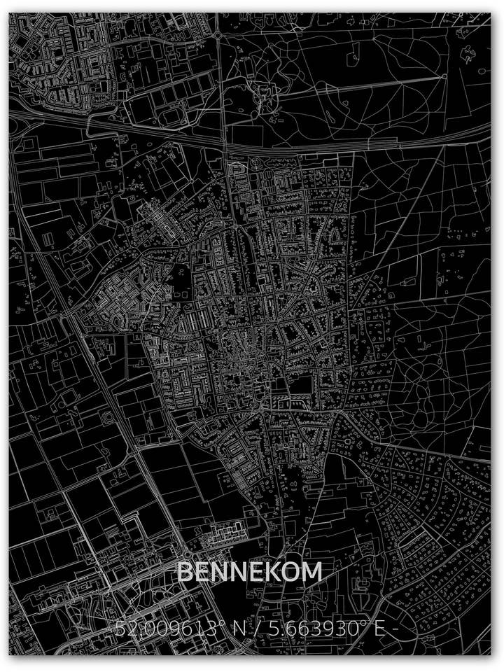 Citymap Bennekom | Wanddekoration aus Aluminium für den Großhandel von Brandthout.