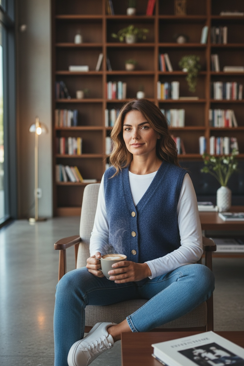 LINEN & COTTON HOUSE - Wholesale Sweater Vest - Women's - Sleeveless sweater with buttons 50711
