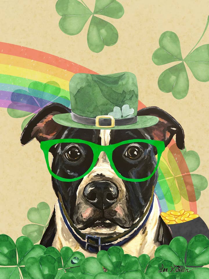 Pit Bull Black/White - Saint Patricks Day Garden Flag for wholesale by Best of Breed Products