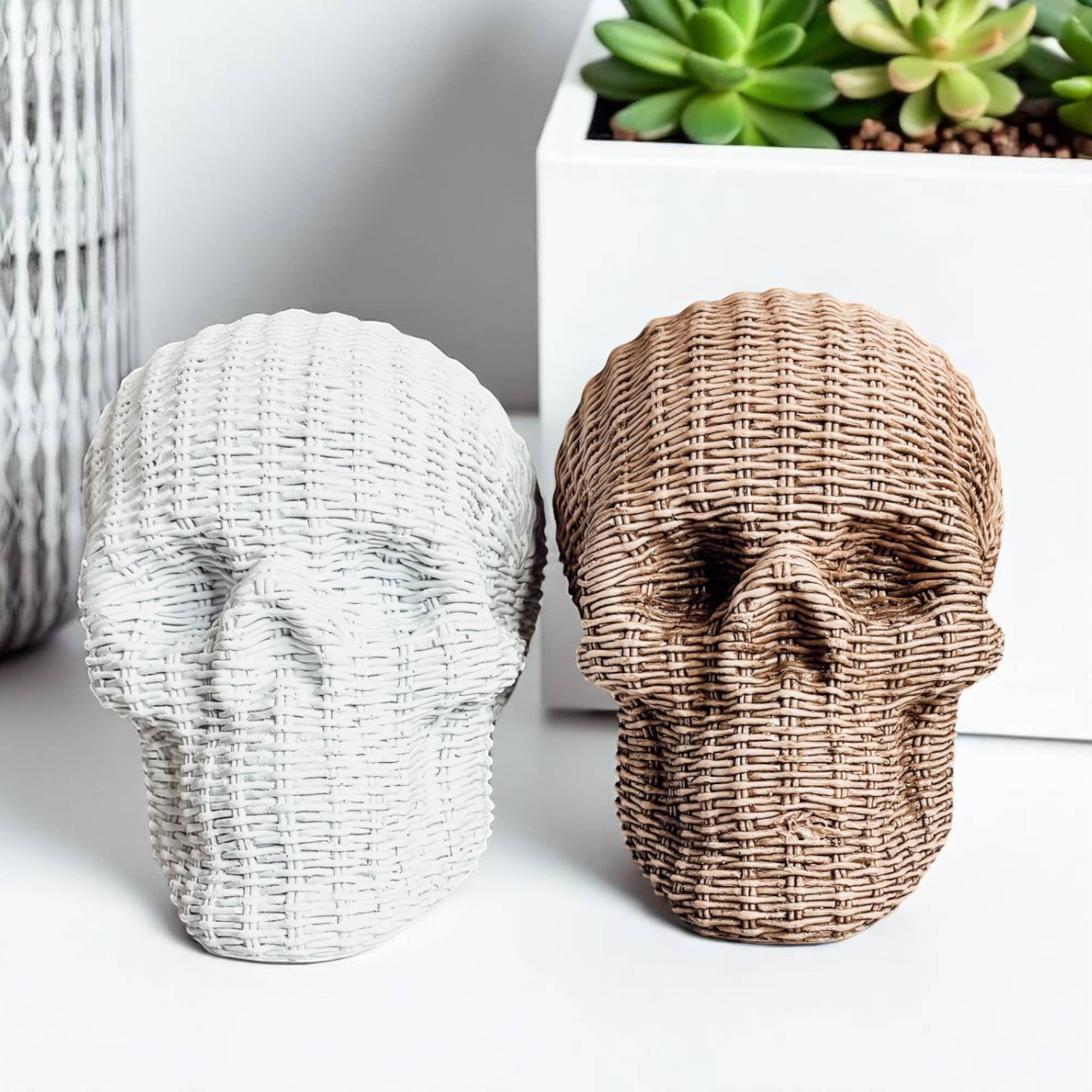 Gia Roma - Wholesale Decorative Figurine - Resin Skull Statue Rattan Halloween Gothic Home Decor Unique58