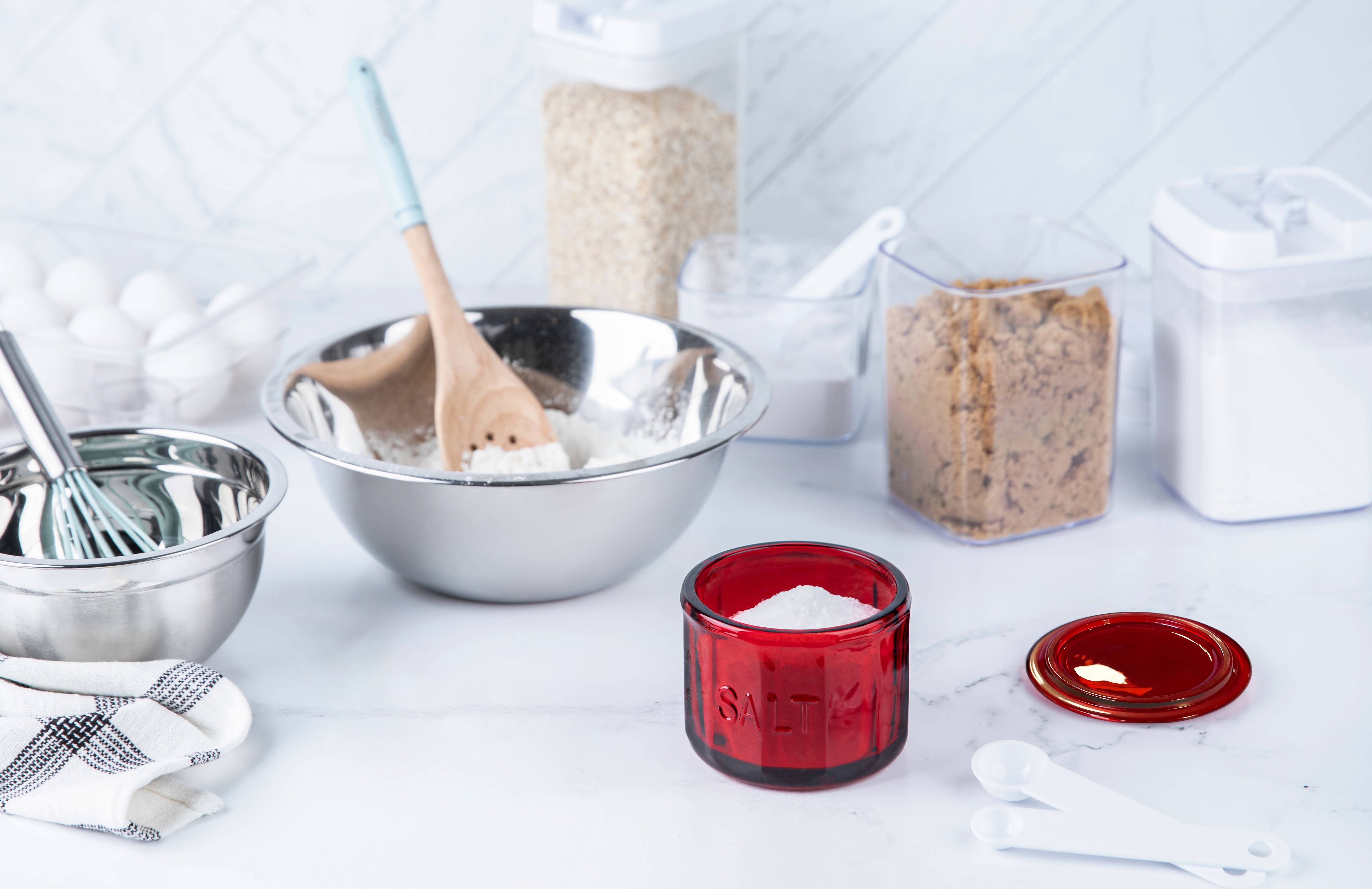 Kook - Wholesale Salt Mill - Kook Embossed Salt Cellar & Lid, Pressed Glass, 10 oz24