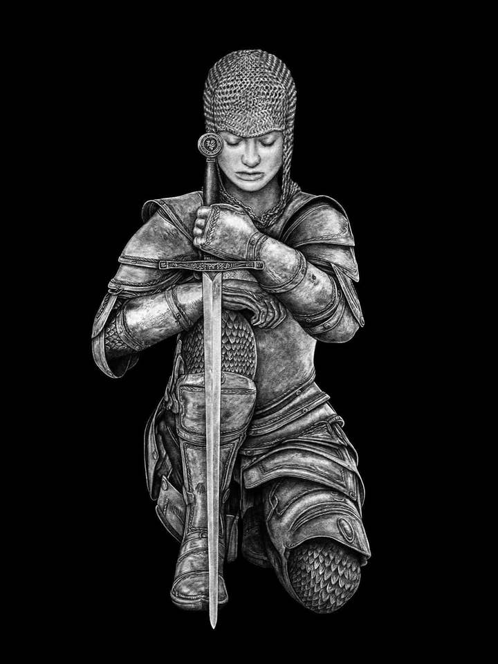 Kneeling Knight 5x7 Print for wholesale by Death of Seasons