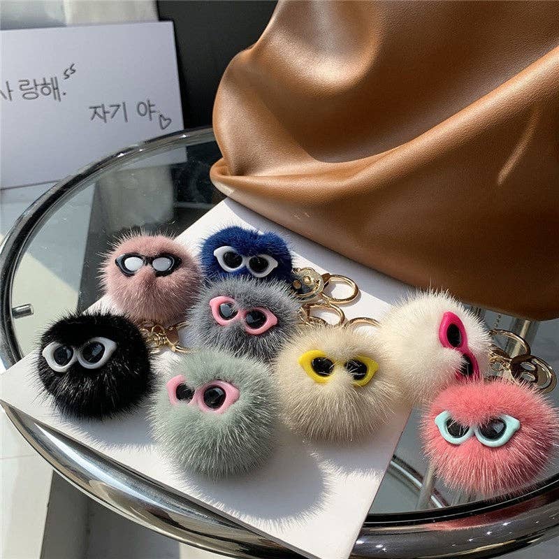 FurDecoration – wholesale Keychain – Women's – Fluffy Mink Fur Ball Keychain Bag Charm4