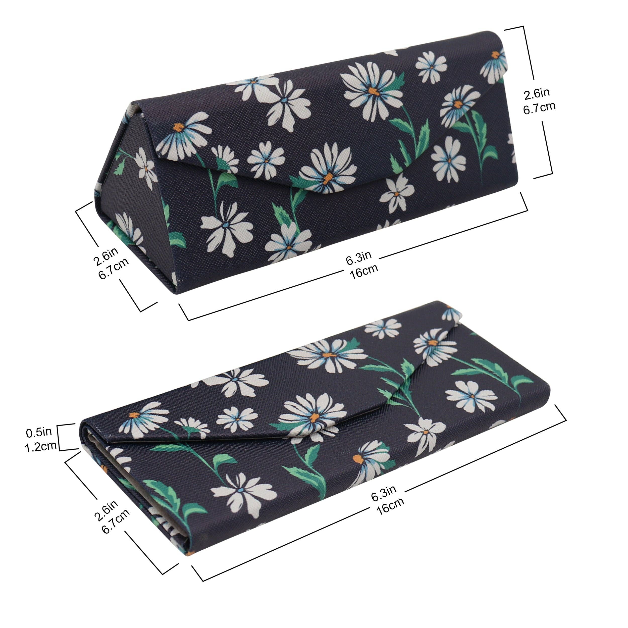 Sparkle Being - Wholesale Eyewear Cases & Holders - Women's - Daisy Flower Eyewear Glasses Case - Eco Leather Magnetic Fol1