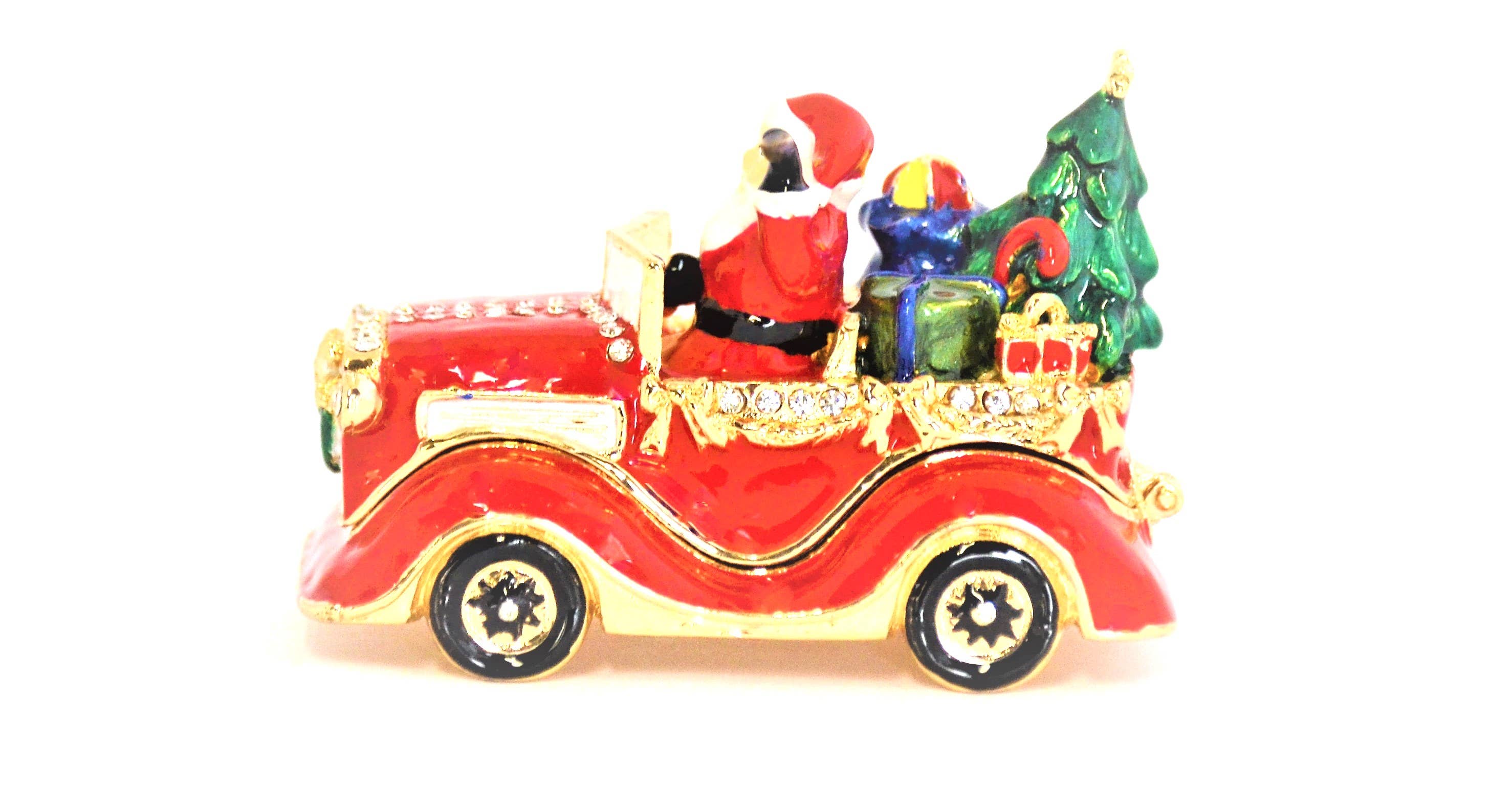 Ciel Collectables - Wholesale Christmas Decoration - Santaclause in Car Trinket Box. Hand Crafted With Crystals2