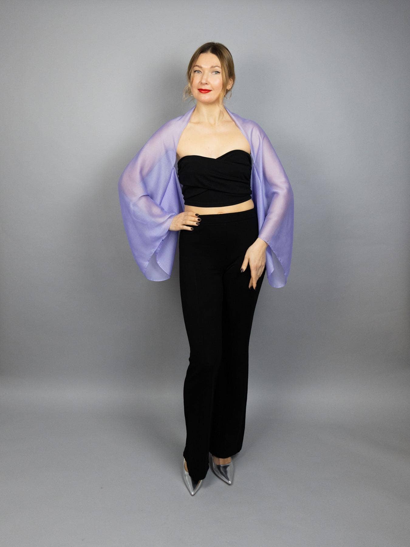 BridalSpain – wholesale Kimono – Women's – Lilac Lavender Bridesmaids Wedding Shrug Bolero0