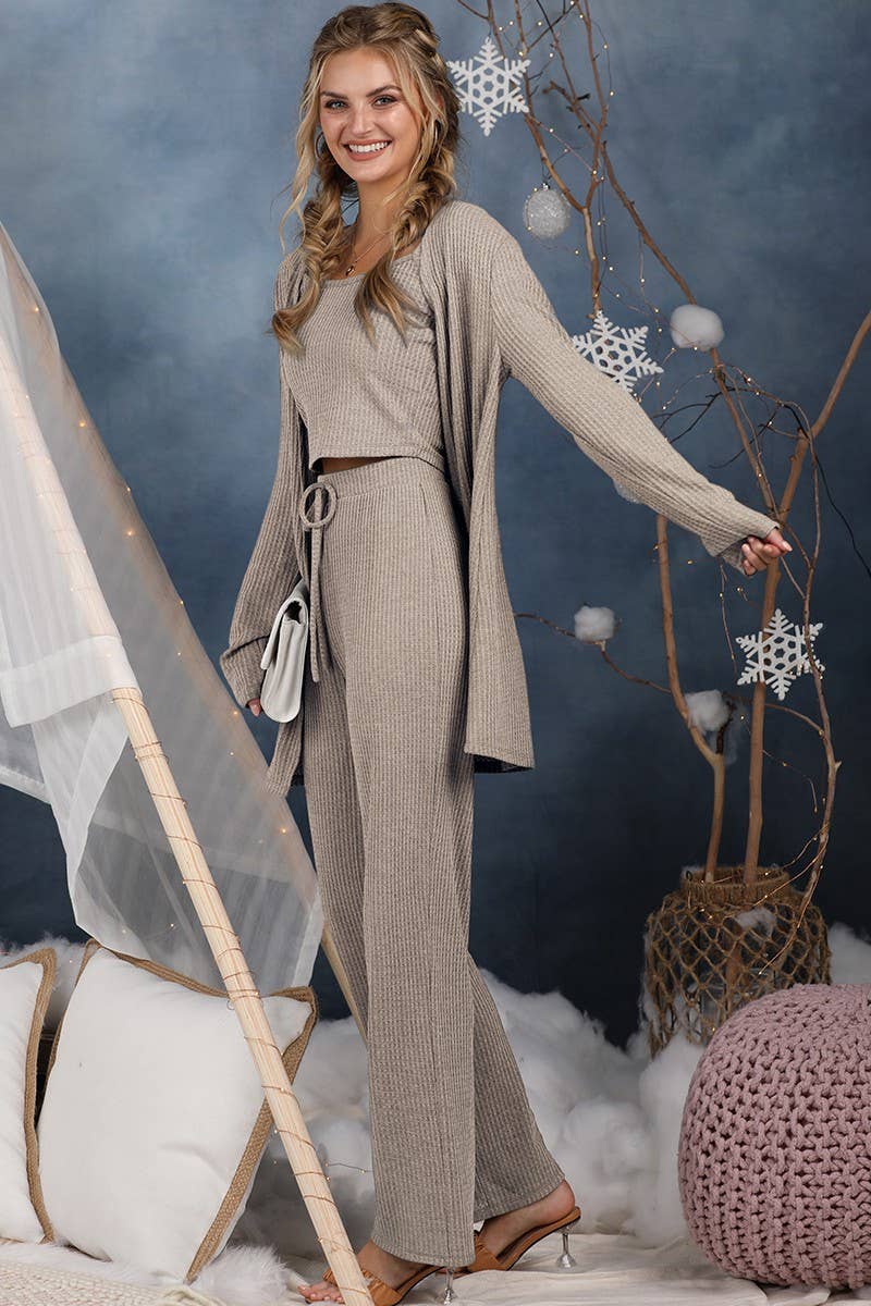 NINEXIS - Vente Ensemble de vêtements d'intérieur – femme - CWSTB039_ENSEMBLE DÉBARDEUR THERMIQUE CONFORTABLE ET DOUX, PANTALON ET CARDIGAN12