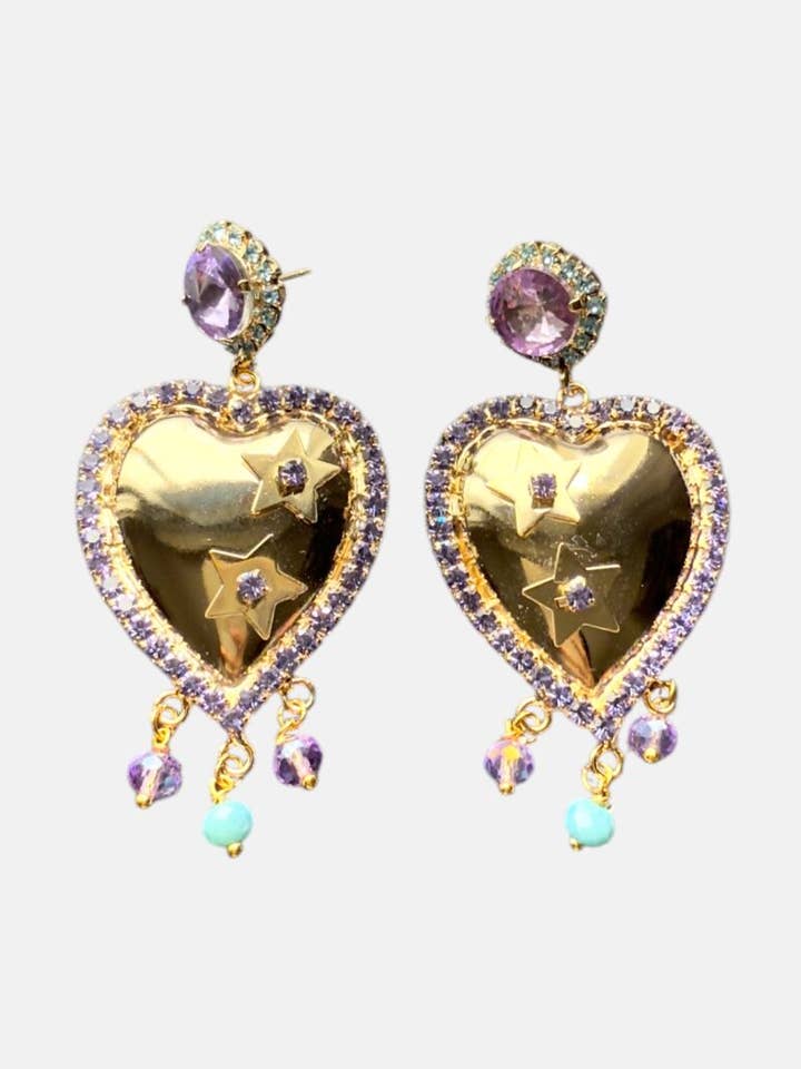 Ohrringe Cuore Di Cristallo Violett für den Großhandel von Truhanas