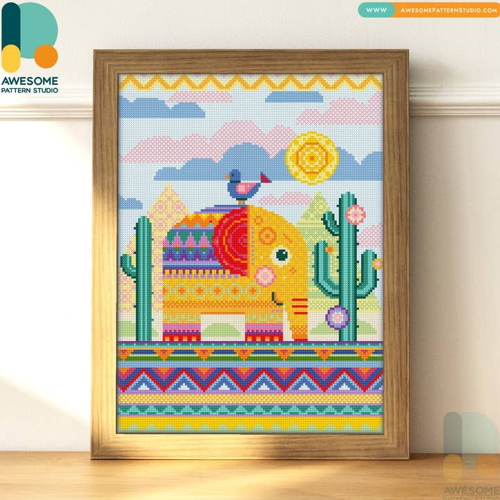 DS1616-120x162 Sunny Elephant And, Diamond Painting Kit for wholesale by Awesome Pattern Studio