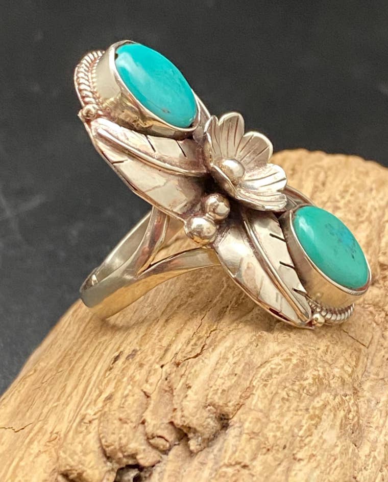 Third eye jewelry inc. - Wholesale Cocktail/Statement Ring - Turquoise ring, handcrafted, adjustable,floral ring, ethnic 4