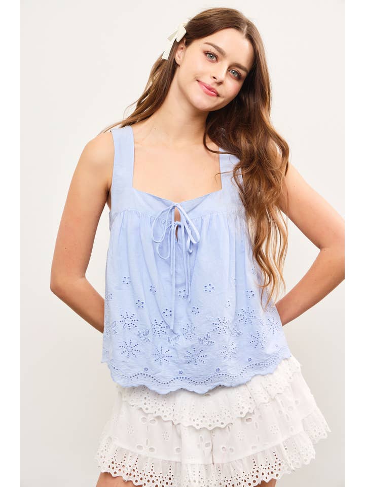 Mustard Seed - Wholesale Blouse - Women's - TIE FRONT EYELET TOP