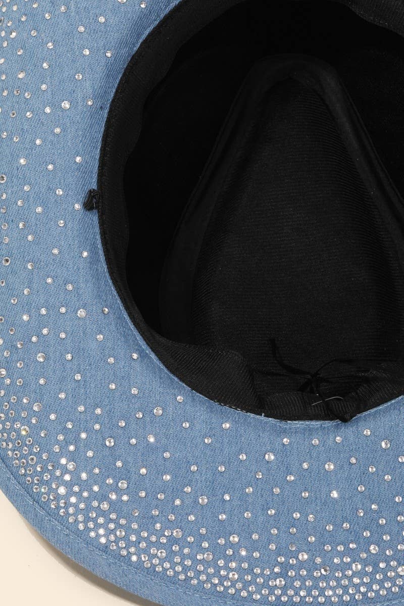Anarchy Street - Wholesale Cowboy Hat - Women's - Rhinestone Studded Denim Cowboy Hat5