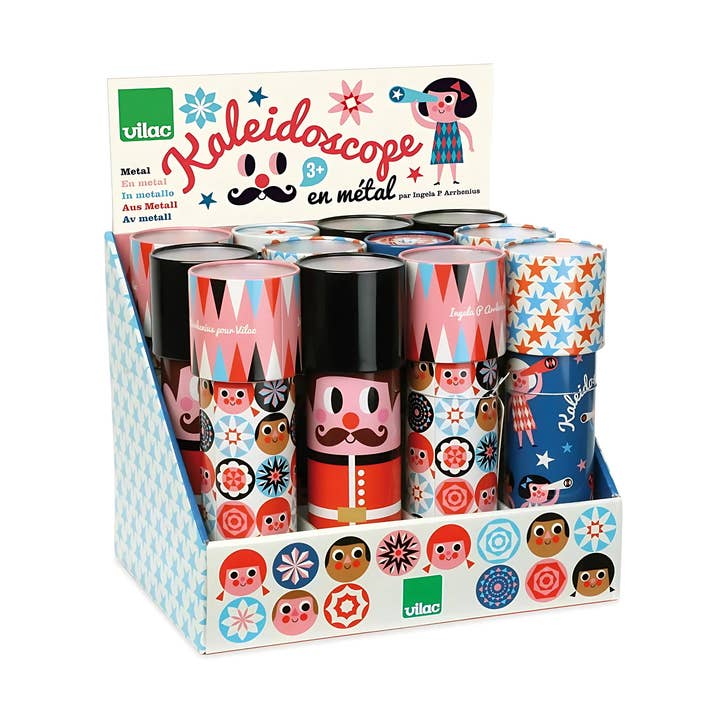Vilac Display of 12 Kaleidoscopes – Classic Optical Toys for wholesale by Hippychick