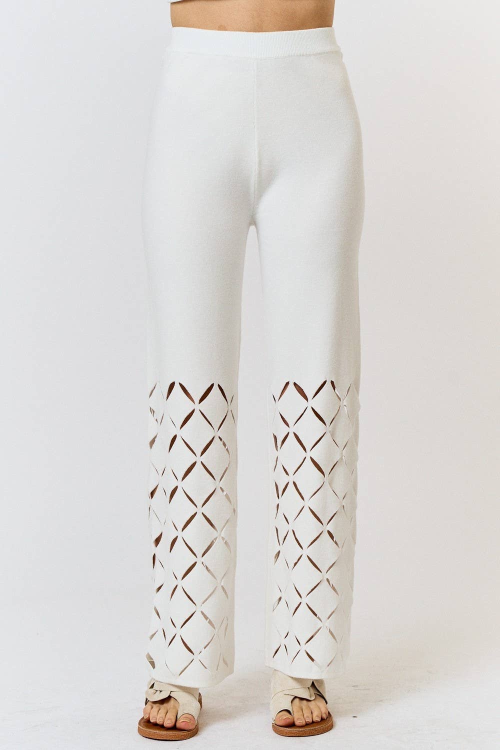 IVORY ILP3575 Diamond Cut Out Knit Pants for wholesale on Faire1