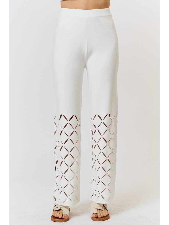 IVORY ILP3575 Diamond Cut Out Knit Pants for wholesale on Faire1