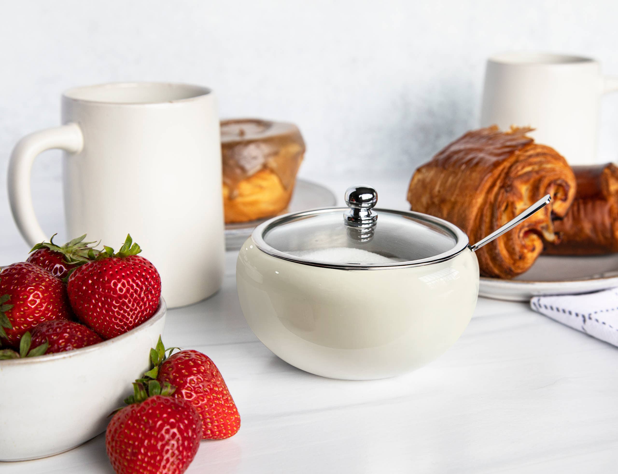 Kook - Wholesale Bowl - Kook Large Stainless Steel Sugar Bowl, Lid & Spoon, 16 oz13
