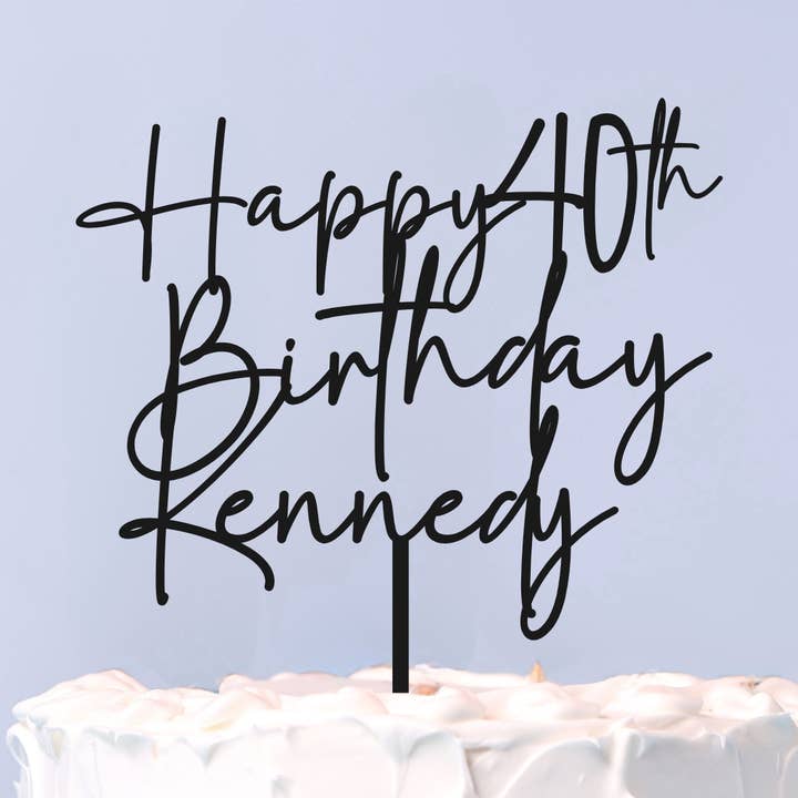 Gratulerar på födelsedagen med namn och ålder tårtdekoration för wholesale av Harwill and Fox