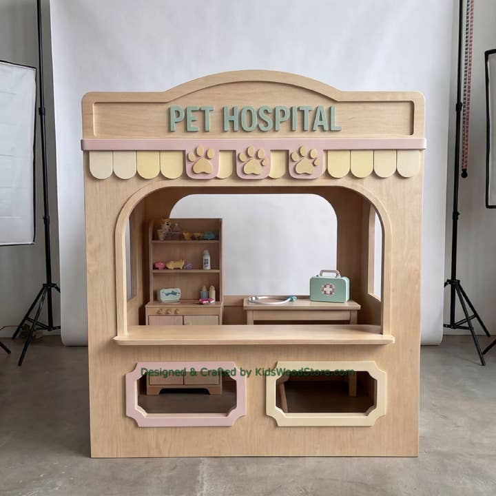 Wooden Pet Hospital Playhouse + Furnitures for Kids | Personalized 20+ Themes | All-Inclusive Turnkey Project for wholesale by Kids Wood Store U.S. / EU.