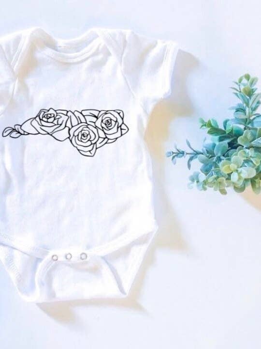 Floral State Onesie Baby Bodysuit for wholesale by Bump Bump Baby Co