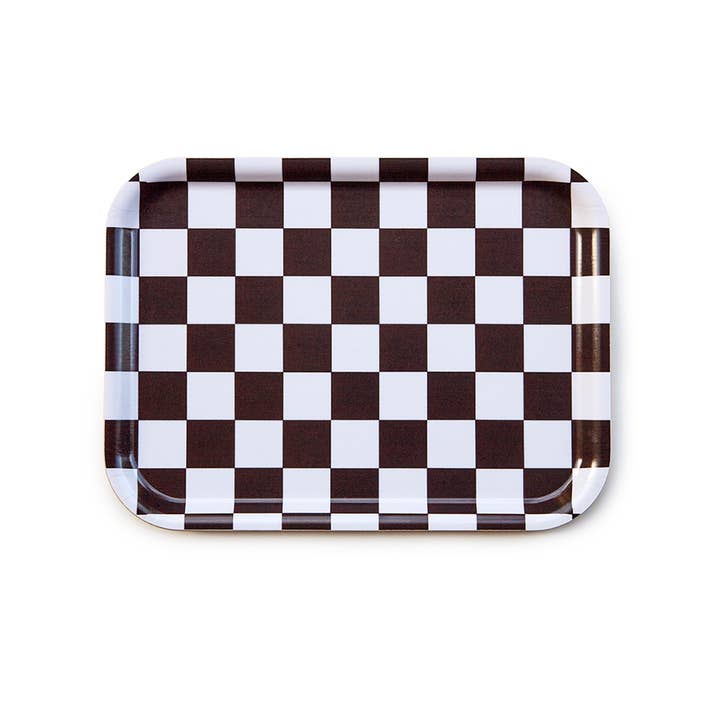 Espresso/Cream CHECKER Serving Tray - 27x20 cm for wholesale by BLU KAT
